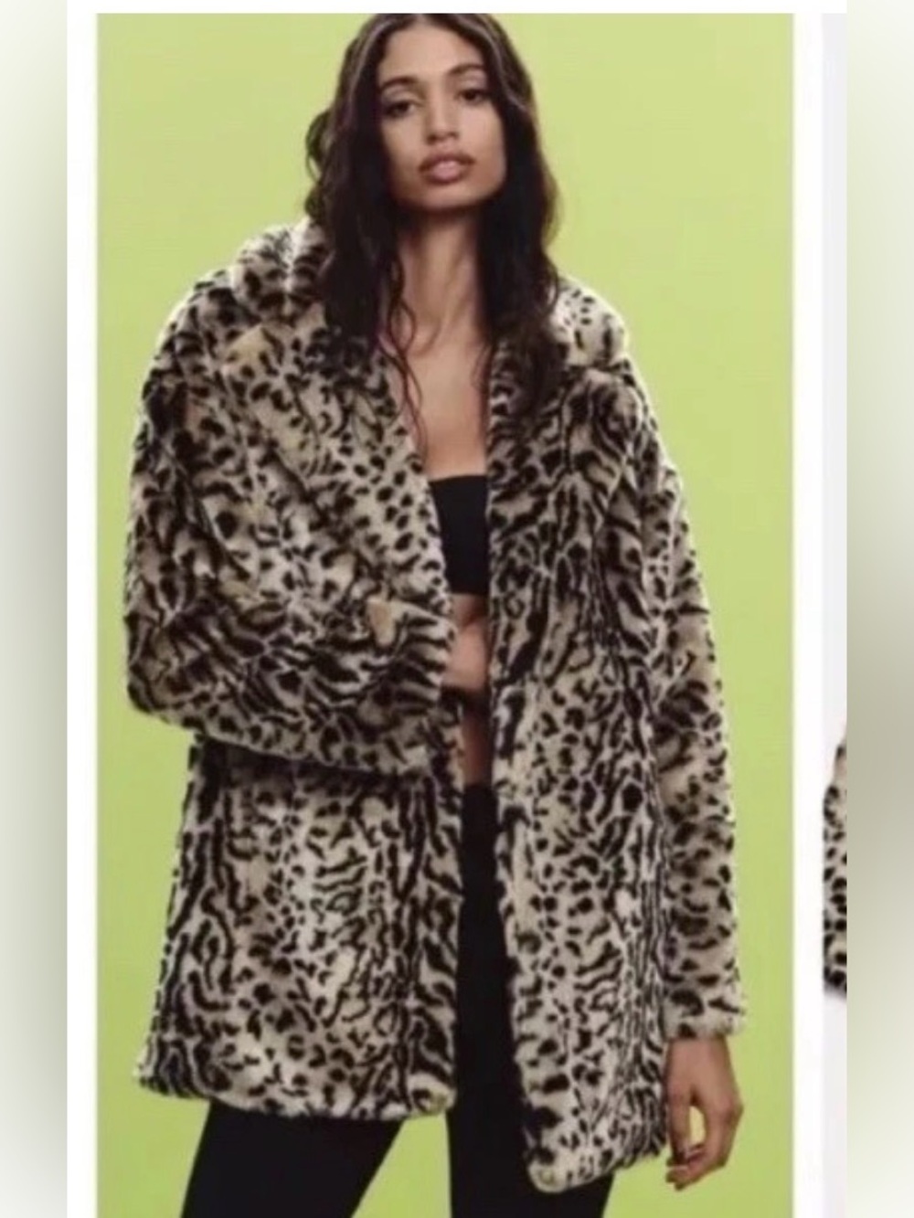 EUC Zara Faux Fur Leopard Cheetah Coat Jacket size XS